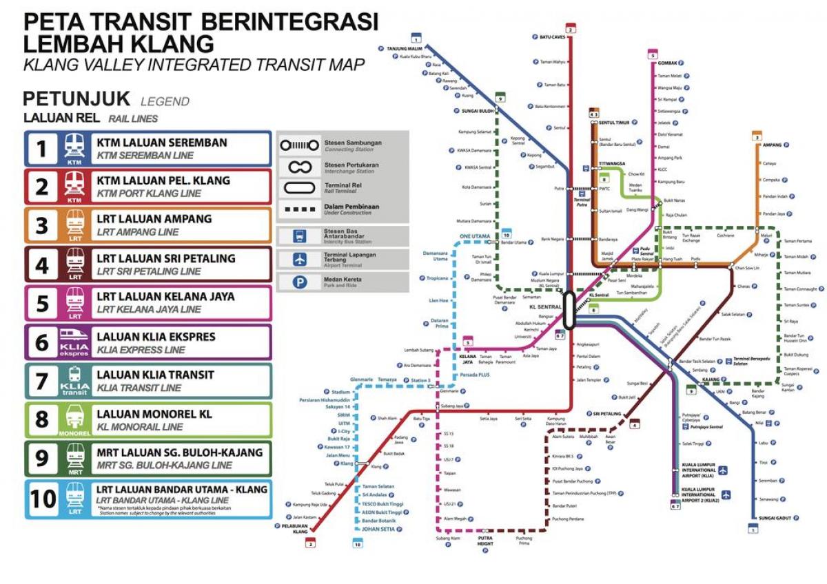 громадського транспорту карті Куала-Лумпура