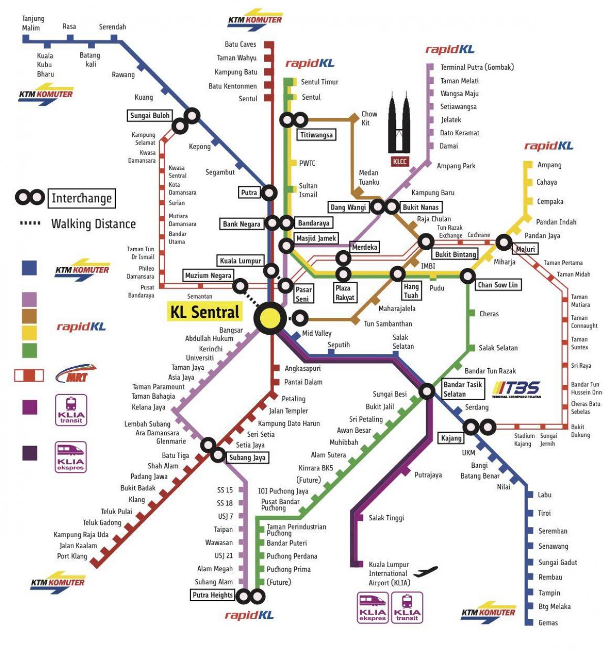 транспорт Куала-Лумпура карті