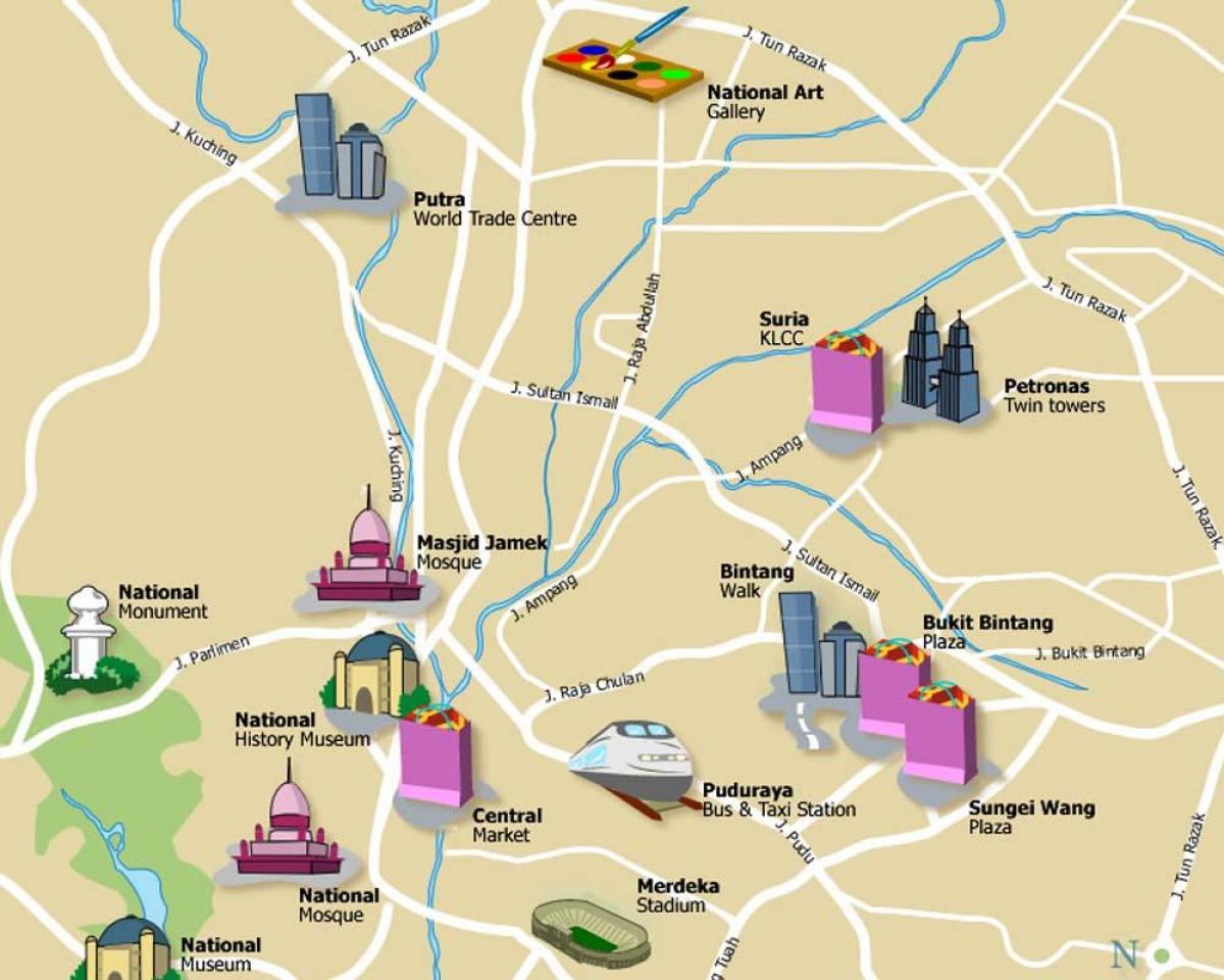 туристична карта Куала-Лумпур, Малайзія
