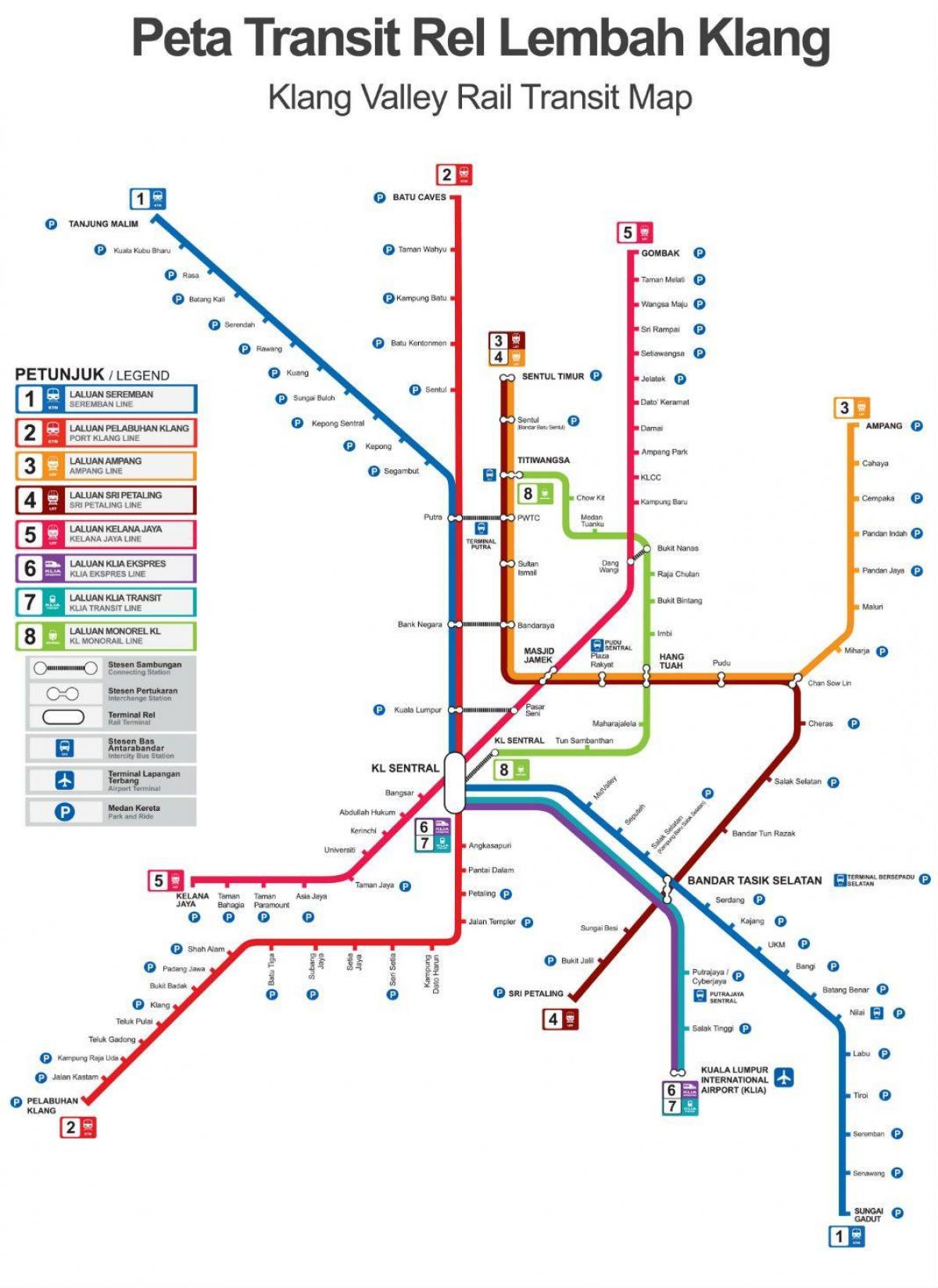 поїзд маршрут на карті Малайзії