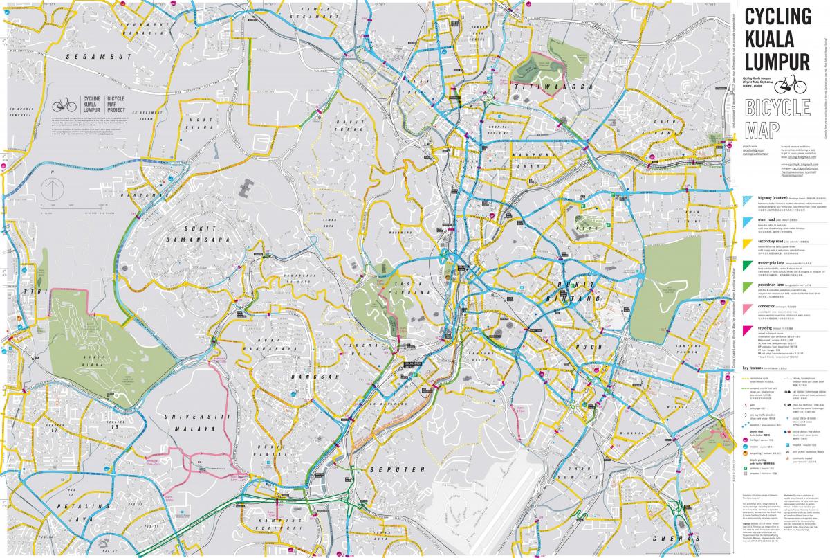 Карта велосипедних Куала-Лумпур велосипедів