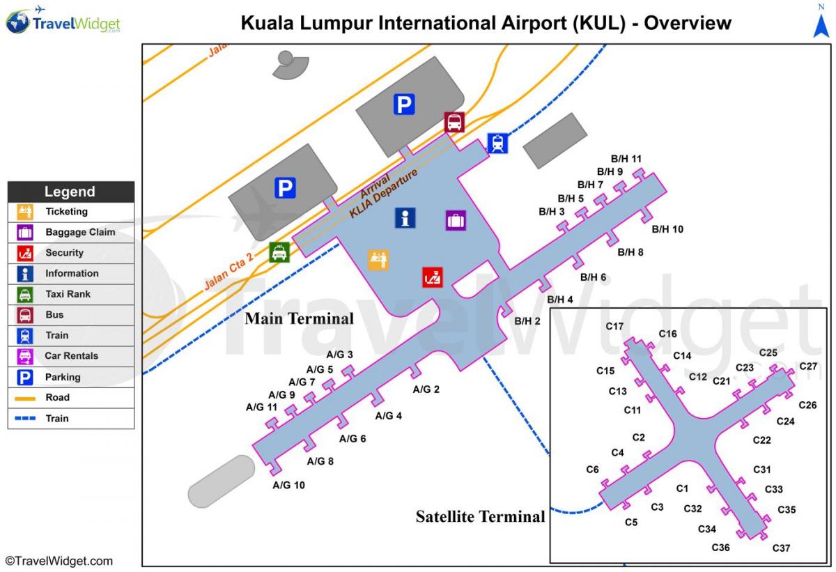 основний аеропорт Куала-Лумпур, термінал карта