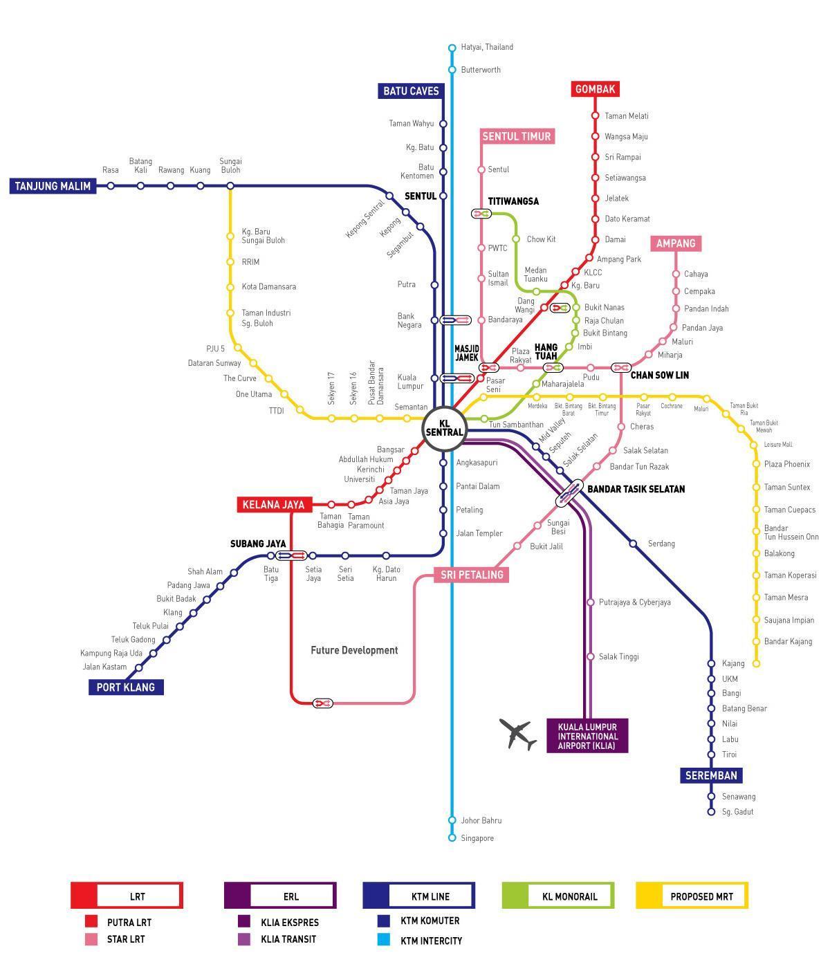 КЛ залізничного маршрут на карті