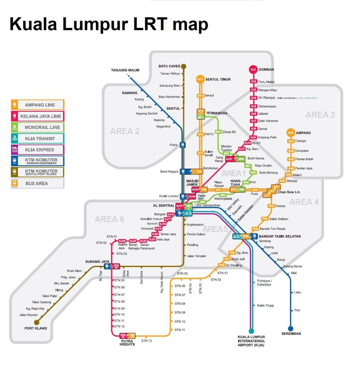 залізничний карті Куала-Лумпура
