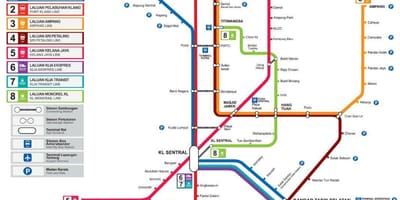 Поїзд маршрут на карті Малайзії