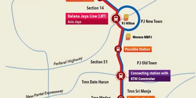 Келана Джая LRT станції карті