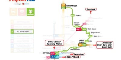 Монорейки KL маршрут на карті